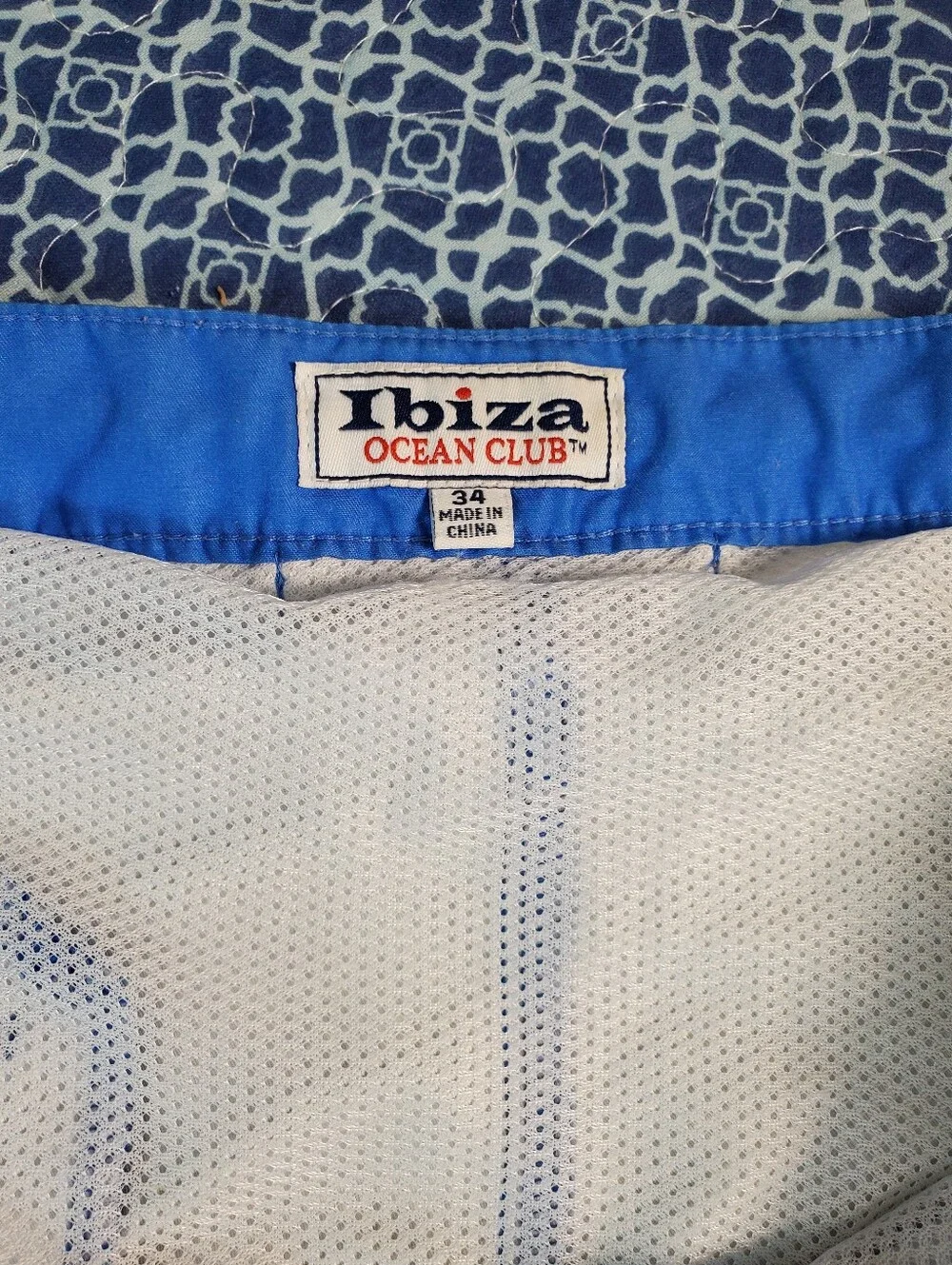 Ibiza Ocean Club Blue Gingham Swim Trunks size 34